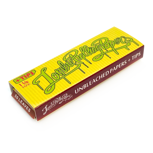 Zombie Rolling Papers 1.1/4 - 78 MM Unbleached + TIPS | 50 sheets